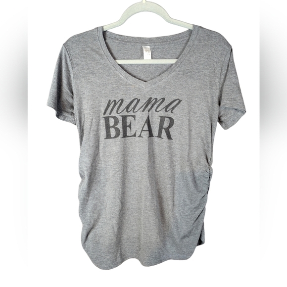 Maternity Mama Bear tshirt in medium with ruching in gray/black - Picture 1 of 9